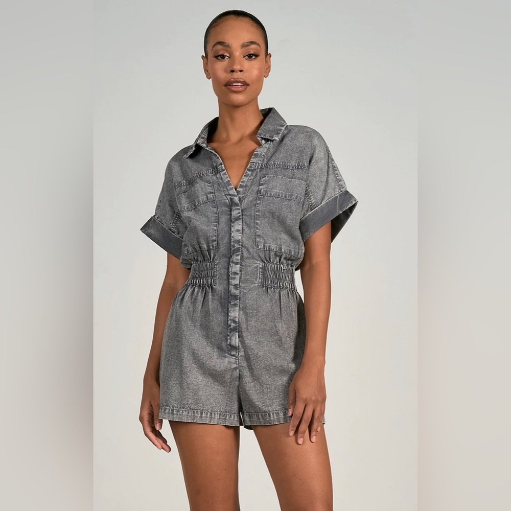 NWT Elan Teddy Romper Grey Wash Small